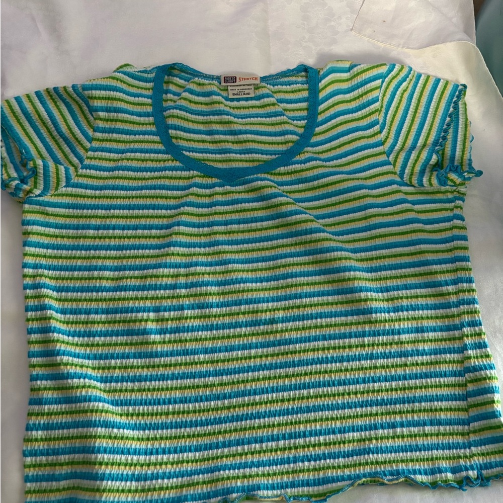 Striped Blue and Green  woman
